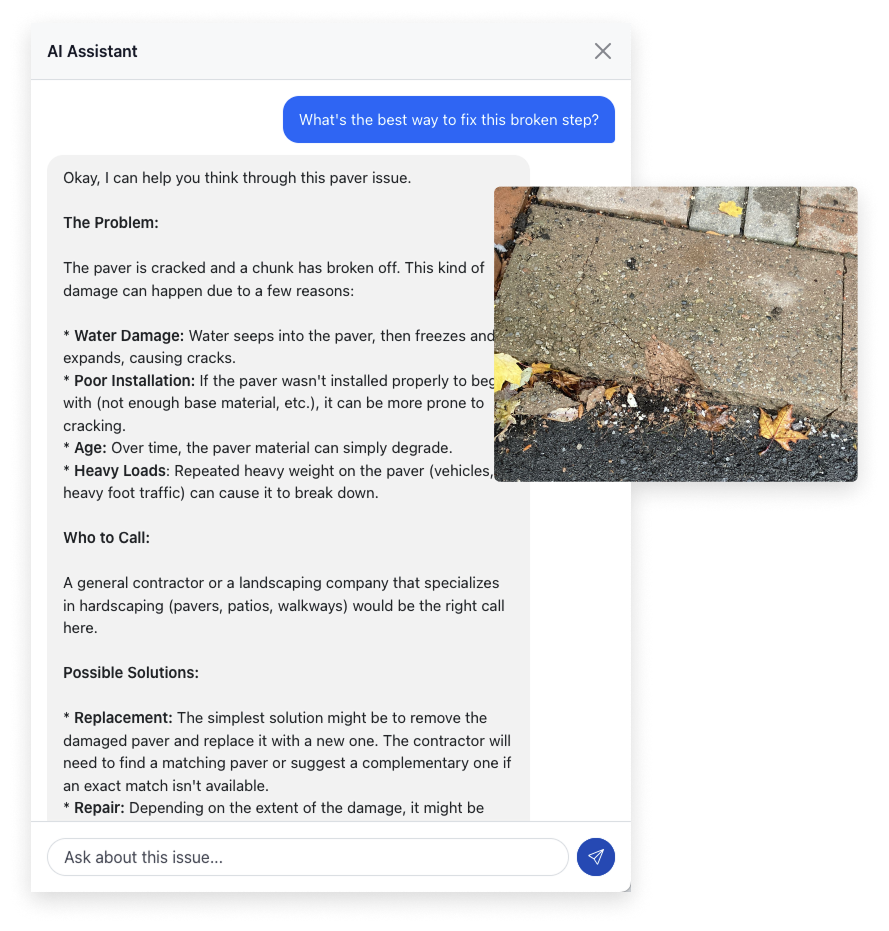 Our AI Assistant helps you understand problems before taking action.