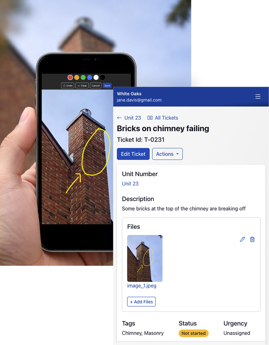 Easily record problems while on property.