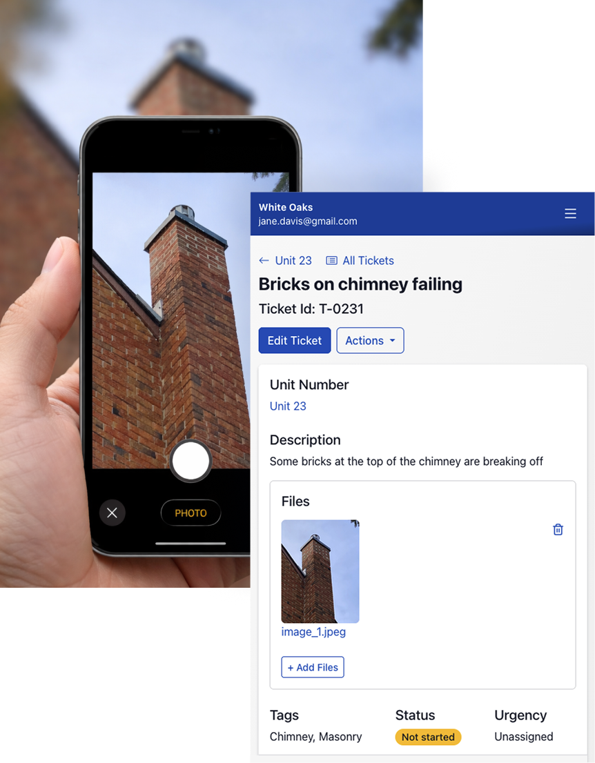 Easily record problems while on property.